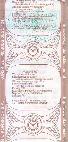 Communication of the city: Końskie (Polska) - ticket reverse