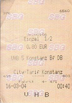 Communication of the city: Konstanz (Niemcy) - ticket abverse