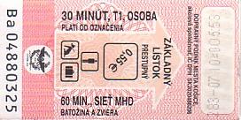 Communication of the city: Košice (Słowacja) - ticket abverse. <IMG SRC=img_upload/_0wymiana2.png>