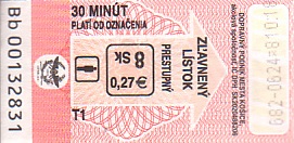 Communication of the city: Košice (Słowacja) - ticket abverse