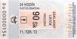 Communication of the city: Košice (Słowacja) - ticket abverse