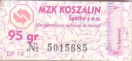 Communication of the city: Koszalin (Polska) - ticket abverse. 