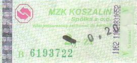 Communication of the city: Koszalin (Polska) - ticket abverse. <IMG SRC=img_upload/_przebitka.png alt="przebitka">