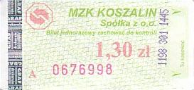 Communication of the city: Koszalin (Polska) - ticket abverse. inny numerator <IMG SRC=img_upload/_0wymiana2.png>