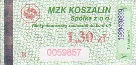 Communication of the city: Koszalin (Polska) - ticket abverse. <IMG SRC=img_upload/_0wymiana2.png>