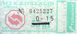 Communication of the city: Koszalin (Polska) - ticket abverse