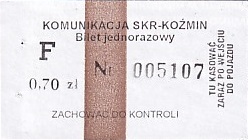 Communication of the city: Koźmin Wielkopolski (Polska) - ticket abverse. 