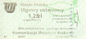 Communication of the city: Kraków (Polska) - ticket abverse. <IMG SRC=img_upload/_0blad.png alt="błąd">: zł zachodzi na cenę