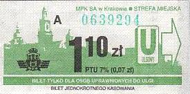 Communication of the city: Kraków (Polska) - ticket abverse. <IMG SRC=img_upload/_0wymiana3.png>