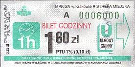 Communication of the city: Kraków (Polska) - ticket abverse. fajny numer xD