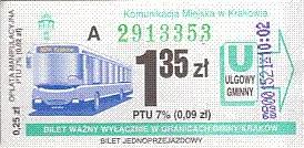 Communication of the city: Kraków (Polska) - ticket abverse. <IMG SRC=img_upload/_0wymiana1.png><IMG SRC=img_upload/_0wymiana2.png>