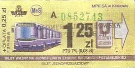 Communication of the city: Kraków (Polska) - ticket abverse. <IMG SRC=img_upload/_przebitka.png alt="przebitka">