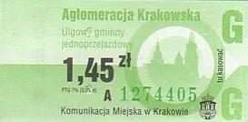 Communication of the city: Kraków (Polska) - ticket abverse. jasnozielony napis "Aglomeracja Krakowska"
<IMG SRC=img_upload/_0wymiana1.png>