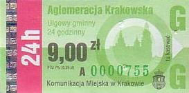 Communication of the city: Kraków (Polska) - ticket abverse. 