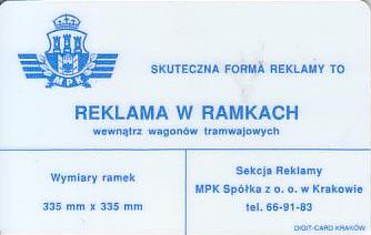 Communication of the city: Kraków (Polska) - ticket reverse