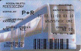 Communication of the city: Kraków (Polska) - ticket abverse. rewers: "Nowym tramwajem w nowe tysiąclecie..."
