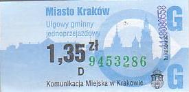Communication of the city: Kraków (Polska) - ticket abverse. <IMG SRC=img_upload/_0wymiana2.png> 