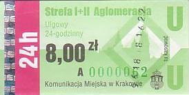 Communication of the city: Kraków (Polska) - ticket abverse. bardzo niski numer seryjny