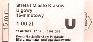 Communication of the city: Kraków (Polska) - ticket abverse