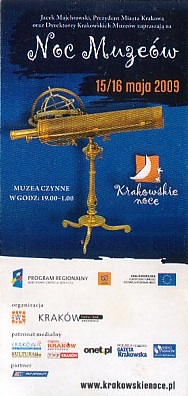 Communication of the city: Kraków (Polska) - ticket abverse. bilet uprawniał do skorzystania ze specjalnych linni tramwajowych w Noc Muzeów 2009