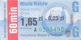Communication of the city: Kraków (Polska) - ticket abverse. jasnoniebieski awers