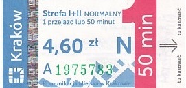 Communication of the city: Kraków (Polska) - ticket abverse. <IMG SRC=img_upload/_0wymiana2.png>