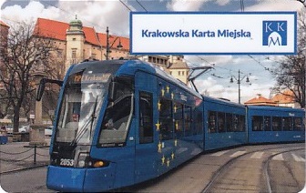 Communication of the city: Kraków (Polska) - ticket abverse. <IMG SRC=img_upload/_chip.png alt="plastikowa karta elektroniczna, karta miejska">