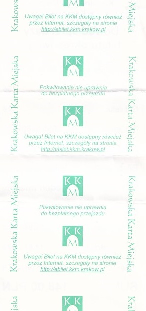 Communication of the city: Kraków (Polska) - ticket reverse