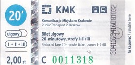 Communication of the city: Kraków (Polska) - ticket abverse. <IMG SRC=img_upload/_0blad.png alt="błąd"> przesunięty
dysk przy
słowie ulgowy
<IMG SRC=img_upload/_0wymiana2.png>