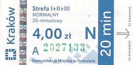 Communication of the city: Kraków (Polska) - ticket abverse. hologram IGKM
<IMG SRC=img_upload/_0wymiana2.png>