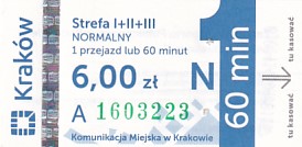 Communication of the city: Kraków (Polska) - ticket abverse. hologram IGKM
<IMG SRC=img_upload/_0wymiana2.png>