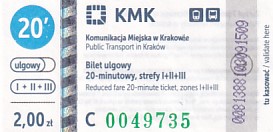 Communication of the city: Kraków (Polska) - ticket abverse. <IMG SRC=img_upload/_0wymiana2.png>