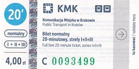 Communication of the city: Kraków (Polska) - ticket abverse. <IMG SRC=img_upload/_0wymiana2.png>