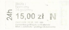 Communication of the city: Kraków (Polska) - ticket abverse. 