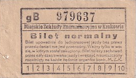 Communication of the city: Kraków (Polska) - ticket abverse.