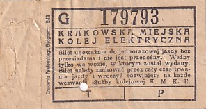 Communication of the city: Kraków (Polska) - ticket abverse.