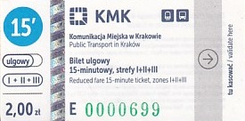 Communication of the city: Kraków (Polska) - ticket abverse. <IMG SRC=img_upload/_0wymiana2.png>