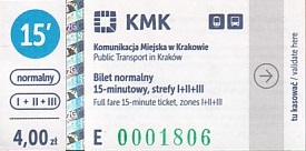 Communication of the city: Kraków (Polska) - ticket abverse. 
