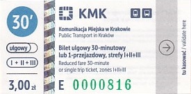 Communication of the city: Kraków (Polska) - ticket abverse. <IMG SRC=img_upload/_0wymiana2.png>
