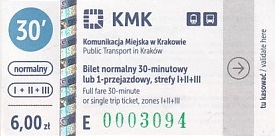 Communication of the city: Kraków (Polska) - ticket abverse. 