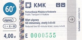 Communication of the city: Kraków (Polska) - ticket abverse. ciekawy nr seryjny