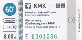Communication of the city: Kraków (Polska) - ticket abverse. 