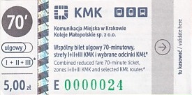 Communication of the city: Kraków (Polska) - ticket abverse. bardzo niski nr seryjny