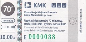 Communication of the city: Kraków (Polska) - ticket abverse. bardzo niski nr seryjny