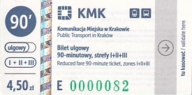 Communication of the city: Kraków (Polska) - ticket abverse. bardzo niski nr seryjny