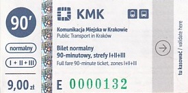 Communication of the city: Kraków (Polska) - ticket abverse. 