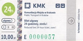 Communication of the city: Kraków (Polska) - ticket abverse. bardzo niski nr seryjny