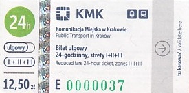 Communication of the city: Kraków (Polska) - ticket abverse. bardzo niski nr seryjny
