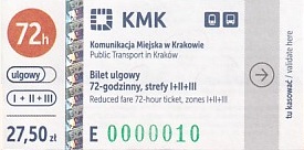 Communication of the city: Kraków (Polska) - ticket abverse. bardzo niski nr seryjny