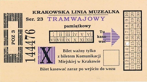 Communication of the city: Kraków (Polska) - ticket reverse